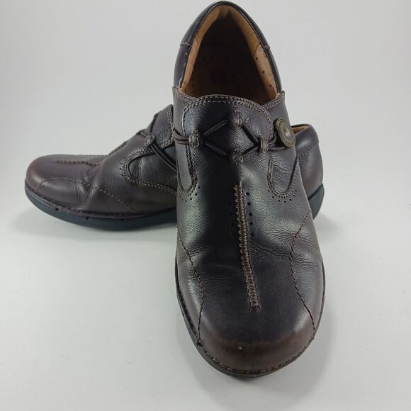 Clarks Unstructured Brown Slip- ons,with Leather Uppers. Woman's size 10........ - Picture 3 of 15